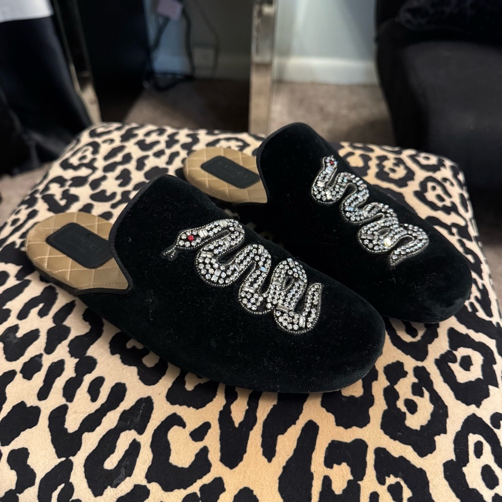 GUCCI CRYSTAL SNAKE SLIDES